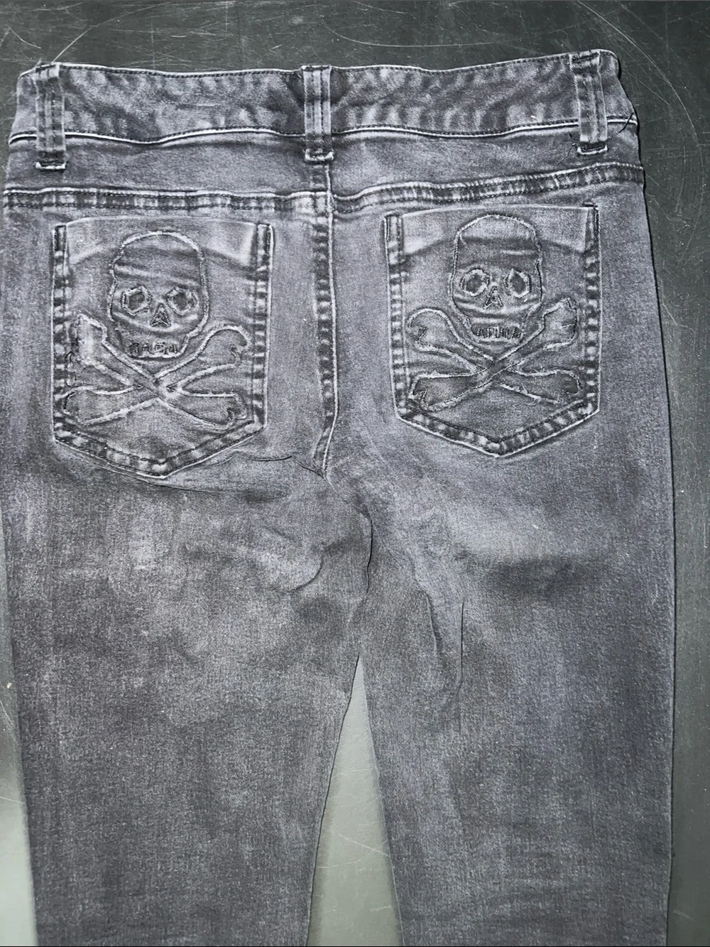 Tripp NYC Black Skinny Jeans with White Skull Patch